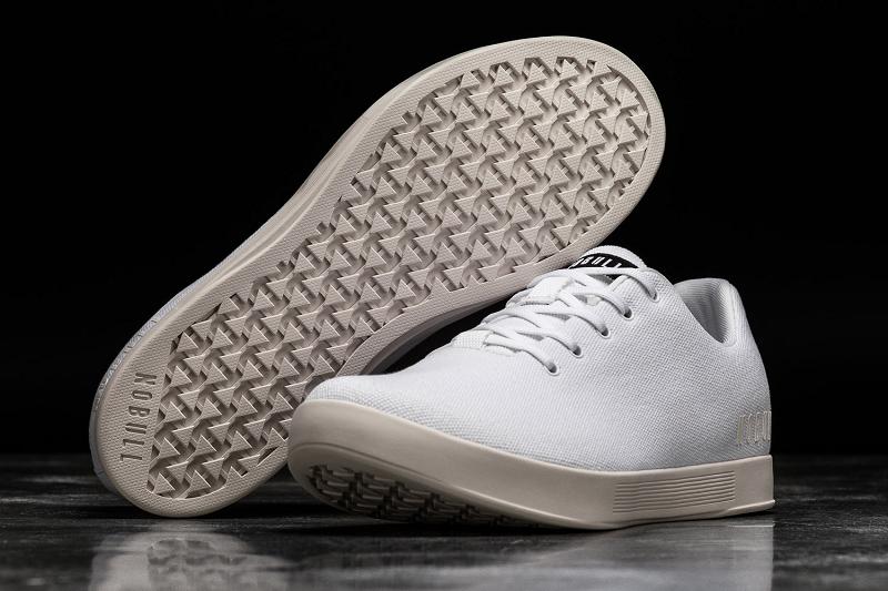 White Nobull Ivory Canvas Men's Trainers | CA Y1448X